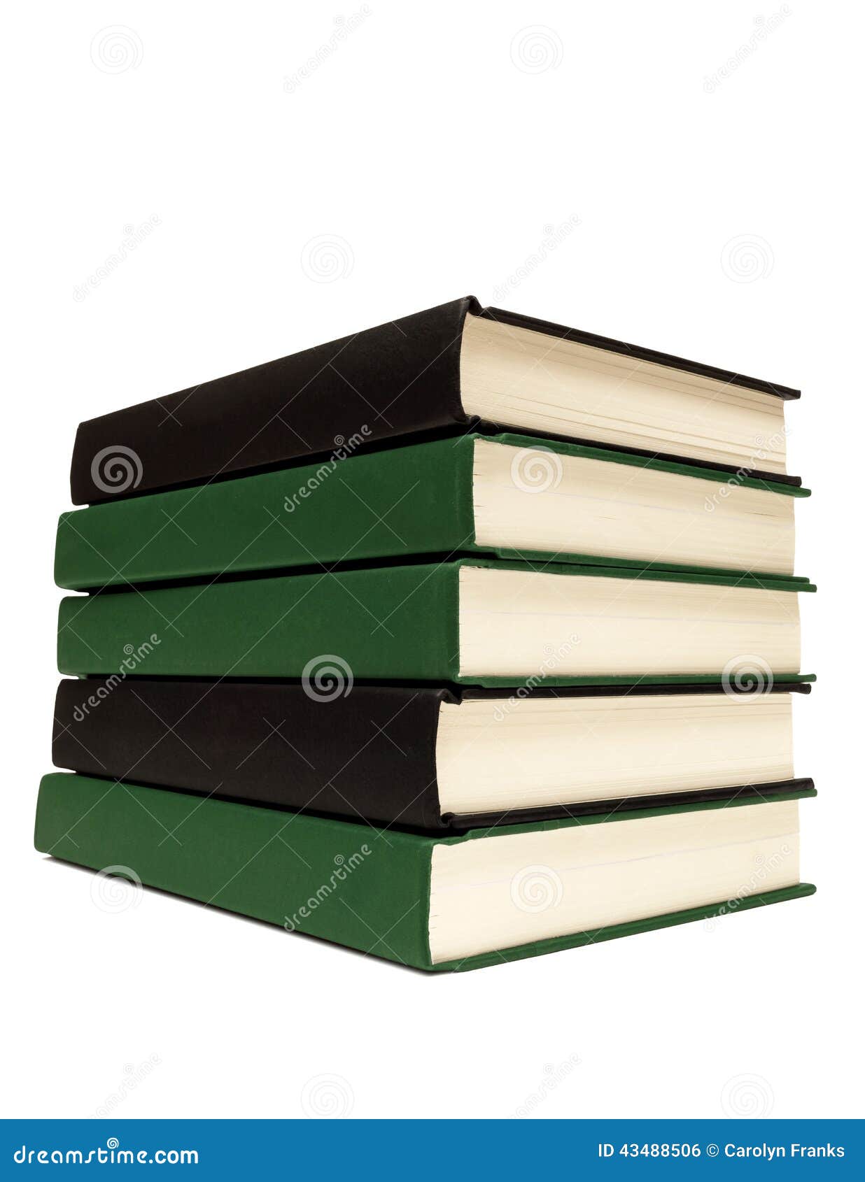 neatly stacked books  on white