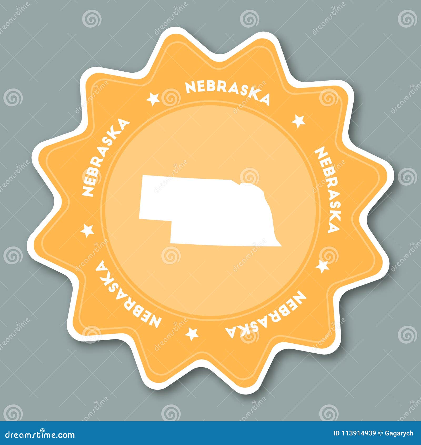 nebraska map sticker in trendy colors.