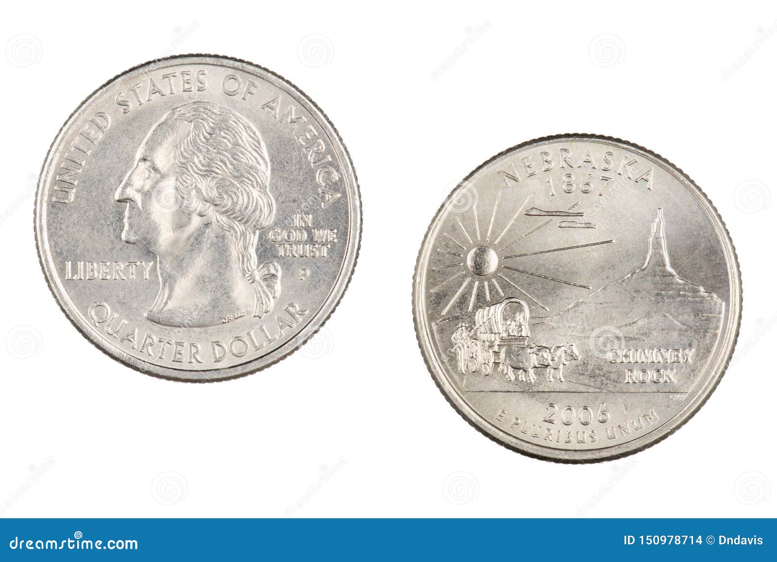Nebraska 2006p State Commemorative Quarter Isolated on a White