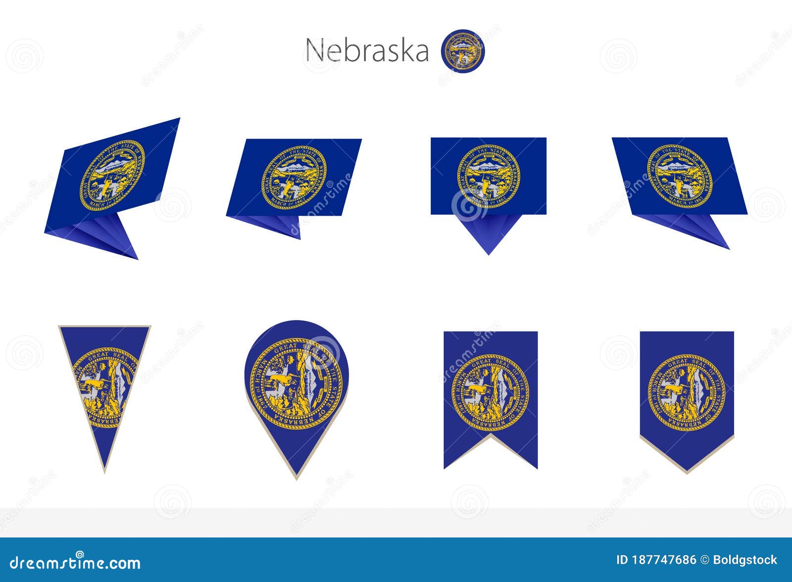 Nebraska US State Flag Collection, Eight Versions of Nebraska Vector