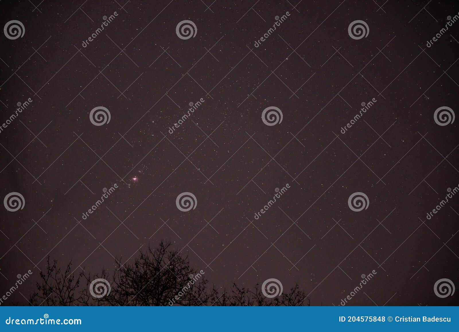 The Nebula in Orion`s Belt Constellation. Sky in the Night with Stars