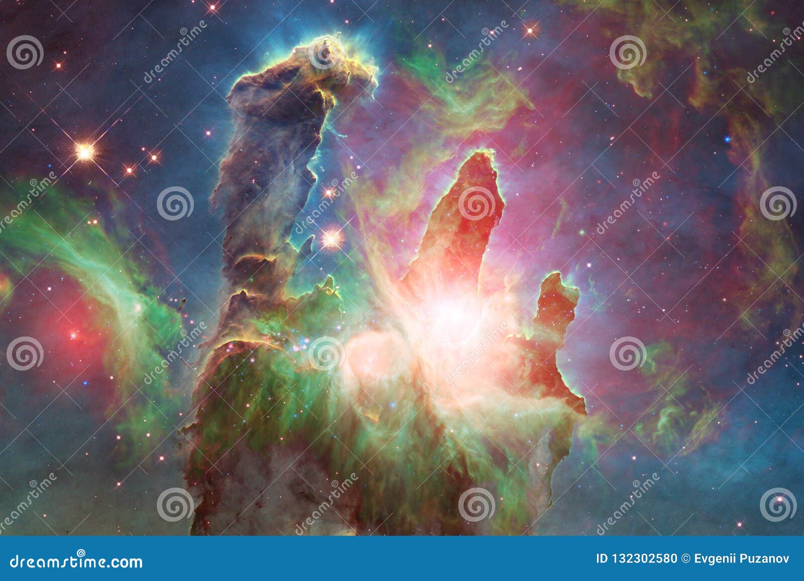 Nebulae and Stars in Deep Space. Cosmic Art, Science Fiction Wallpaper