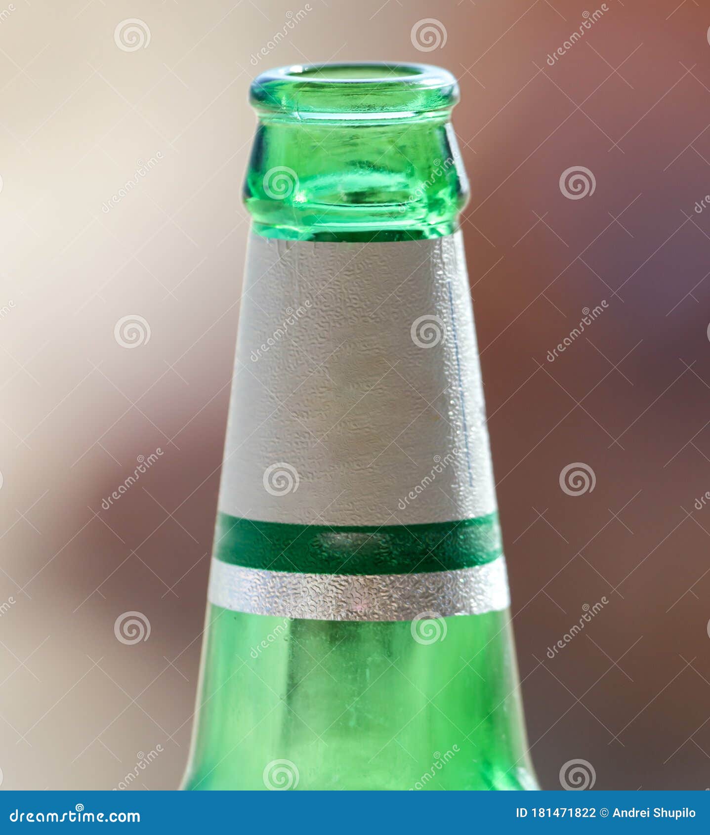 The Neck of a Green Glass Bottle Stock Photo Image of line, blank