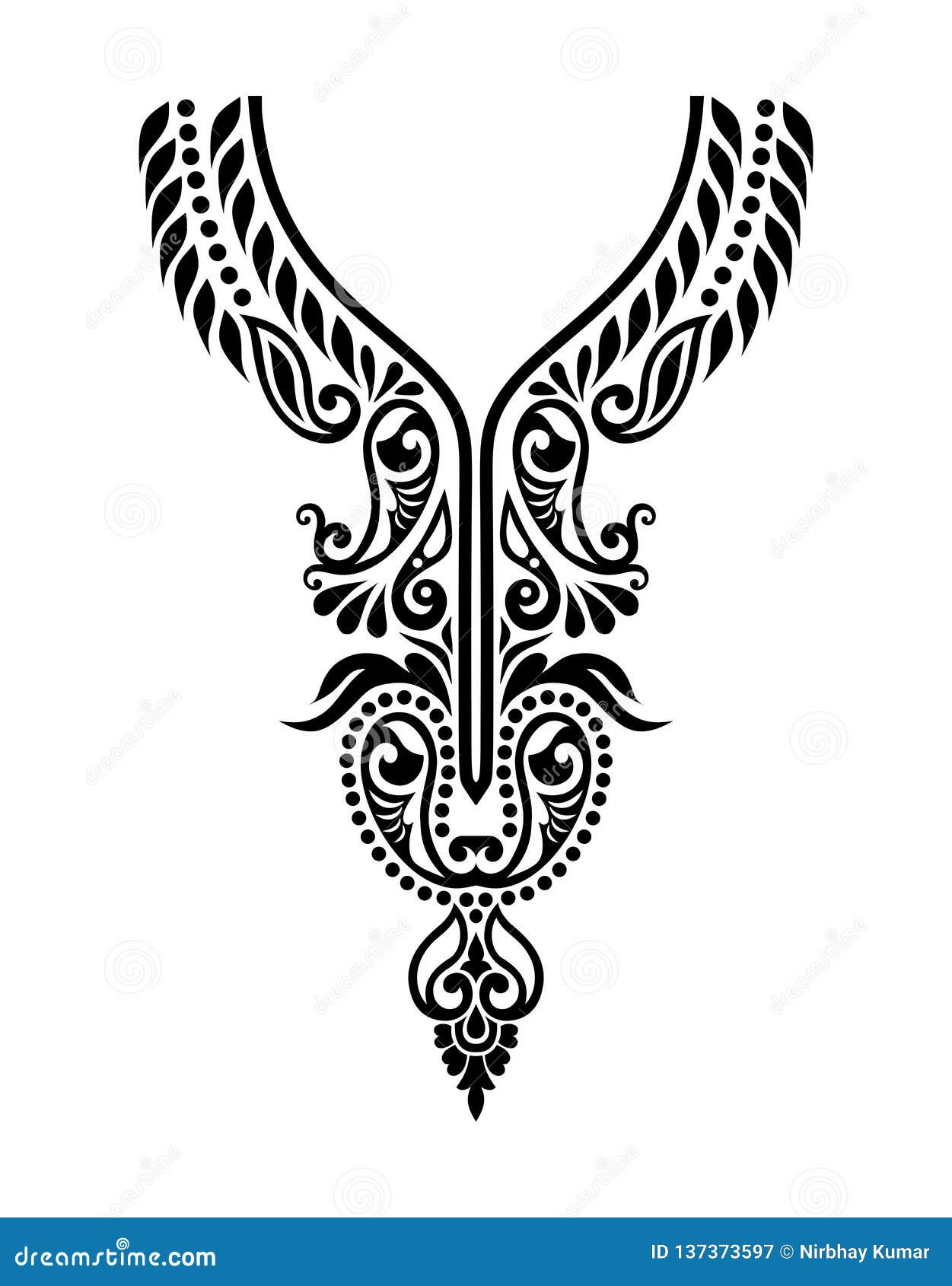 Neck Line Baroque Design for Embroidery Stock Vector - Illustration of ...