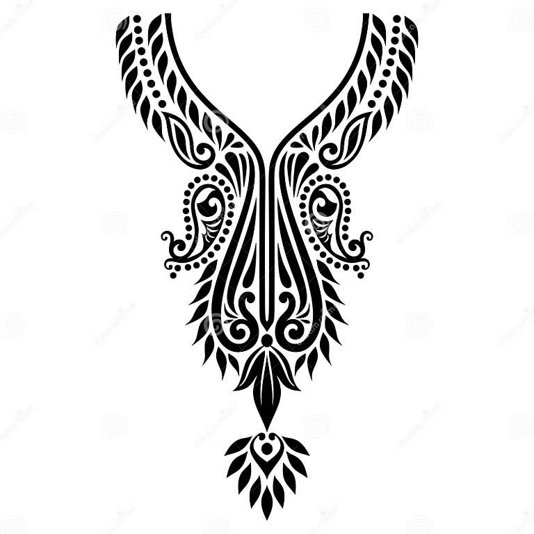 Neck Line Baroque Design for Embroidery Stock Vector - Illustration of ...