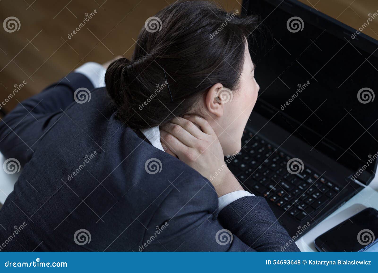 Neck pain at office stock photo. Image of fatigue, disease 54693648