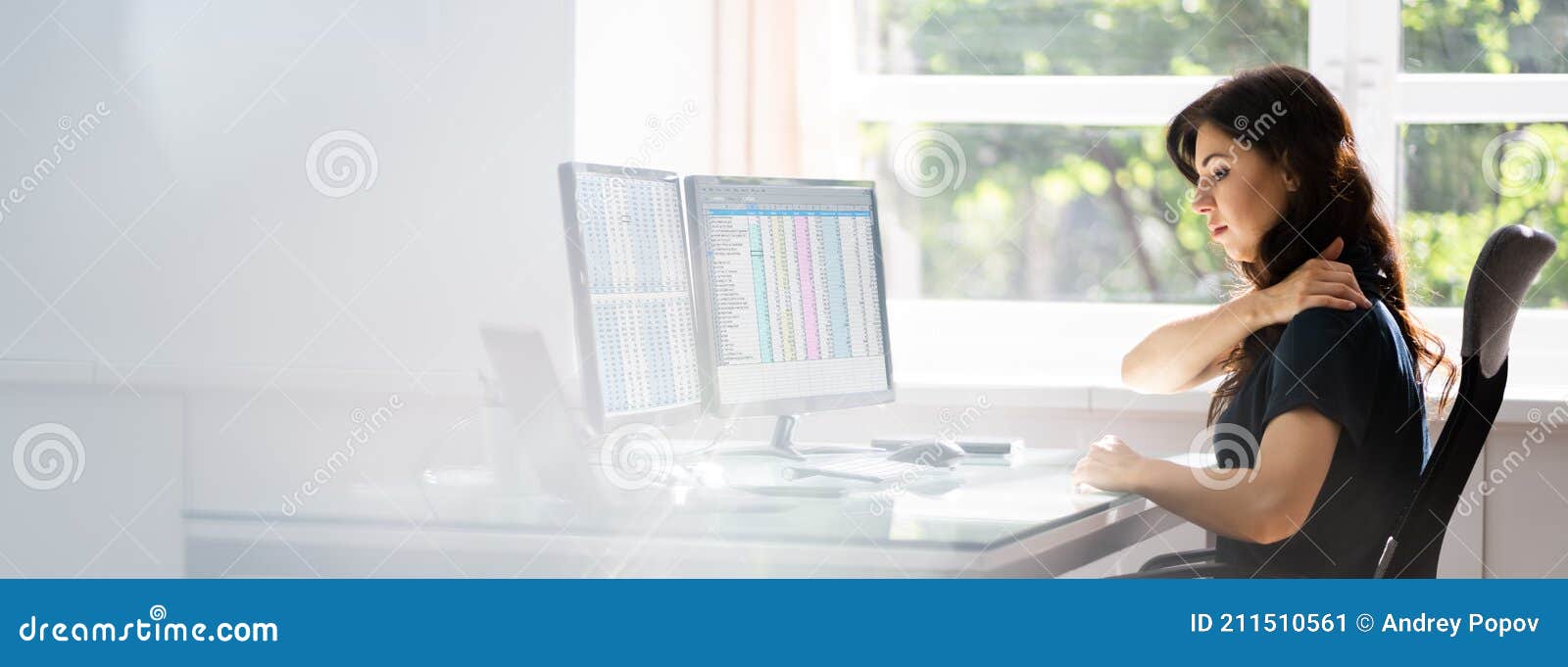 Neck Pain while Working at Computer Stock Image Image of neck, stretches 211510561