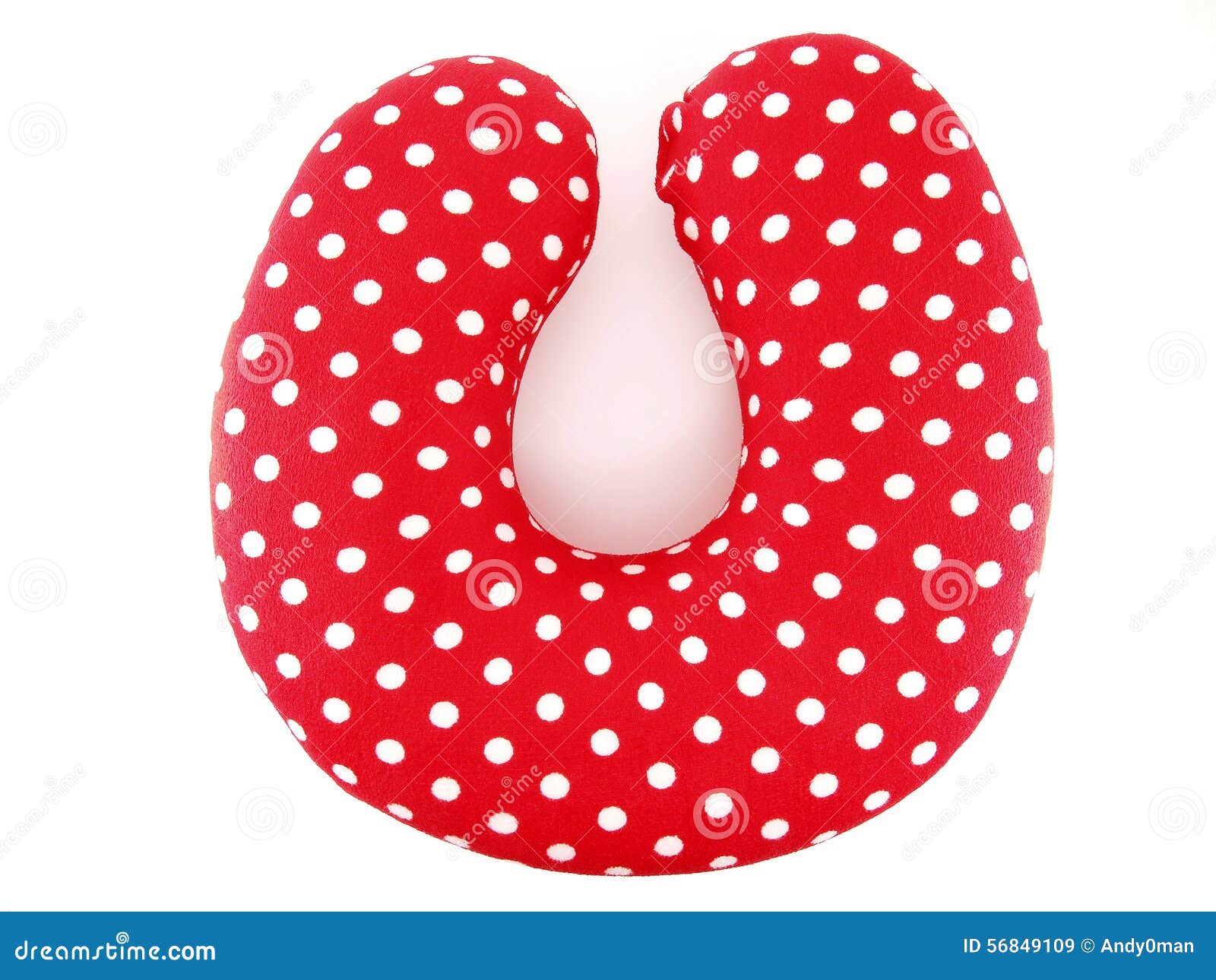 Red Neck Pillow with with White Dots Pattern Isolated on White