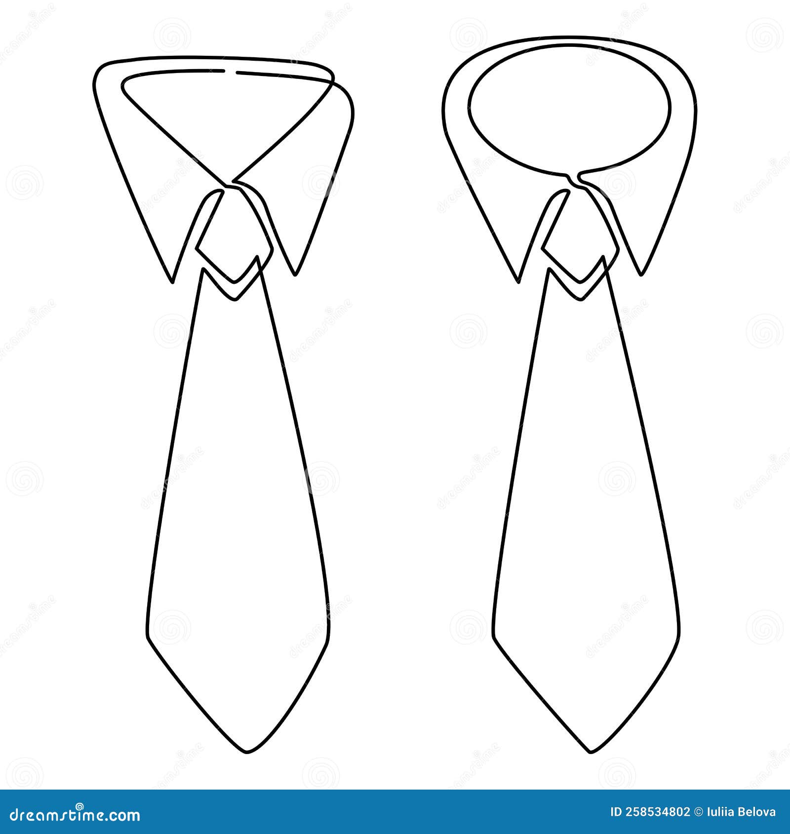 Neck Tie, an Accessory for a Business Men`s Suit on a Shirt Collar.  Continuous Line Drawing Illustration Stock Illustration - Illustration of  isolated, drawing: 258534802