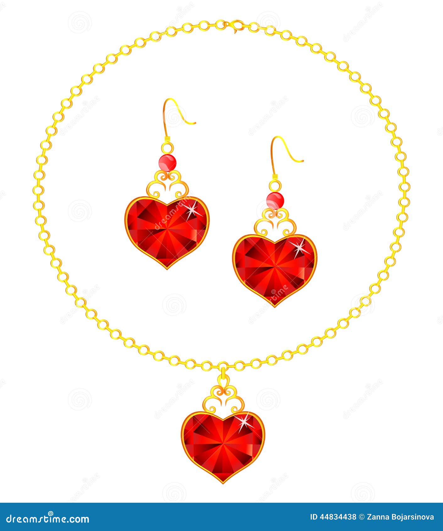 Necklace and earrings stock vector. Illustration of gold - 44834438