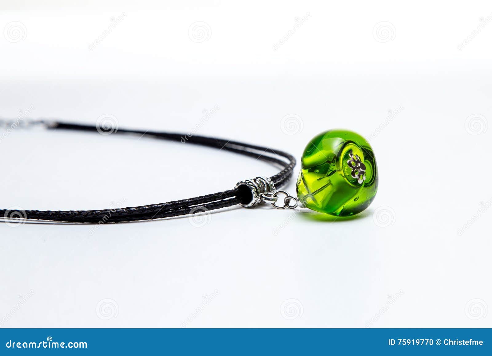 Necklace with Green Glass Bead Stock Photo - Image of necklace ...