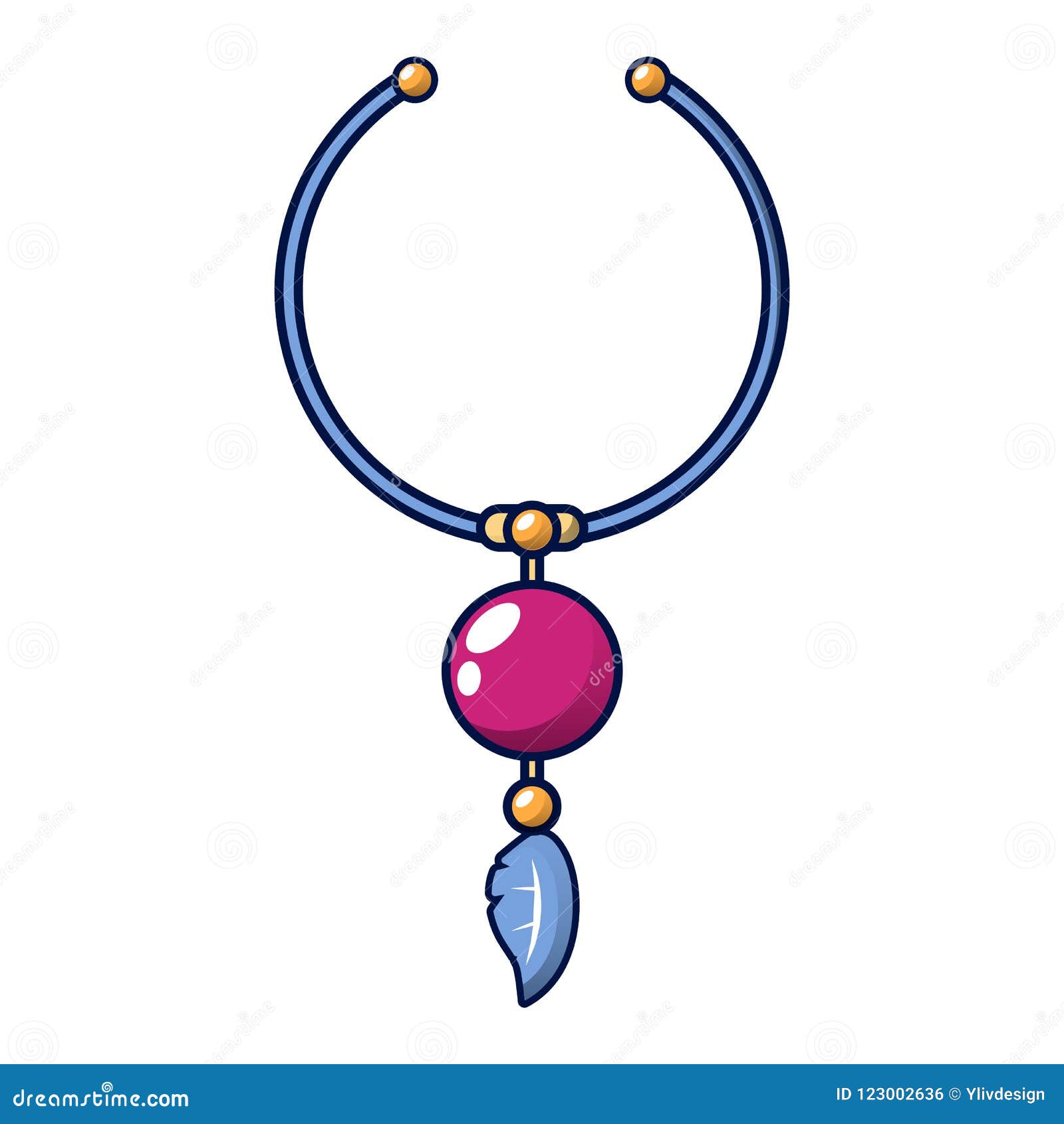 Necklace Icon, Cartoon Style Stock Vector Illustration of blue, crystal 123002636