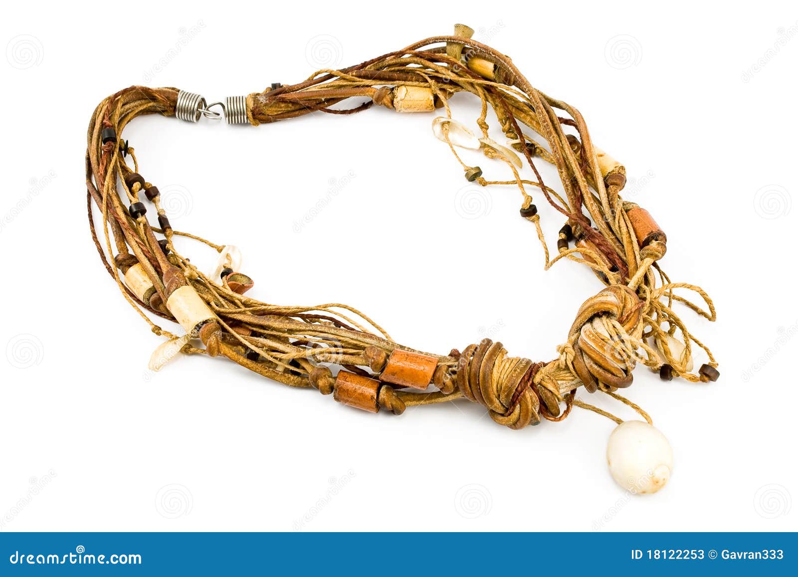 Necklace with Leather Strips Amd Spiral Shell Stock Image Image of