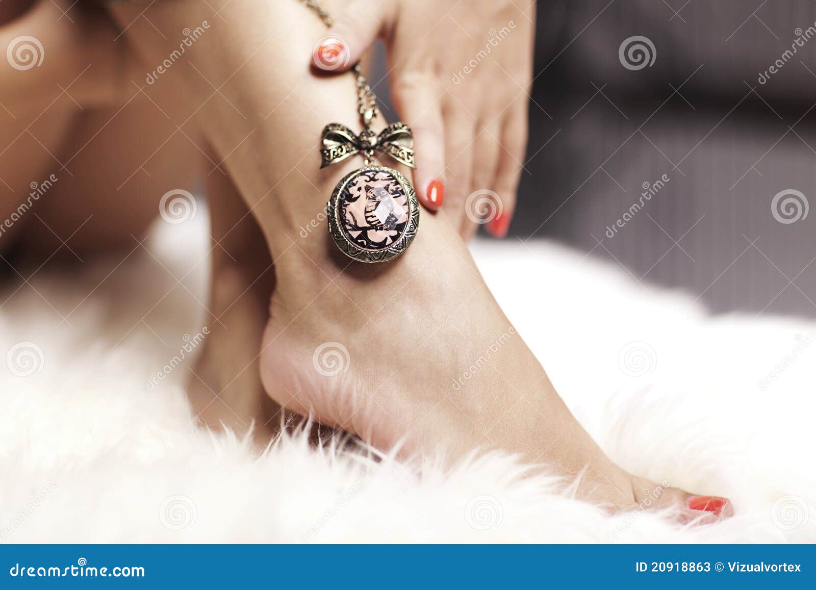 Necklace and leg stock image. Image of attractive, gold 20918863