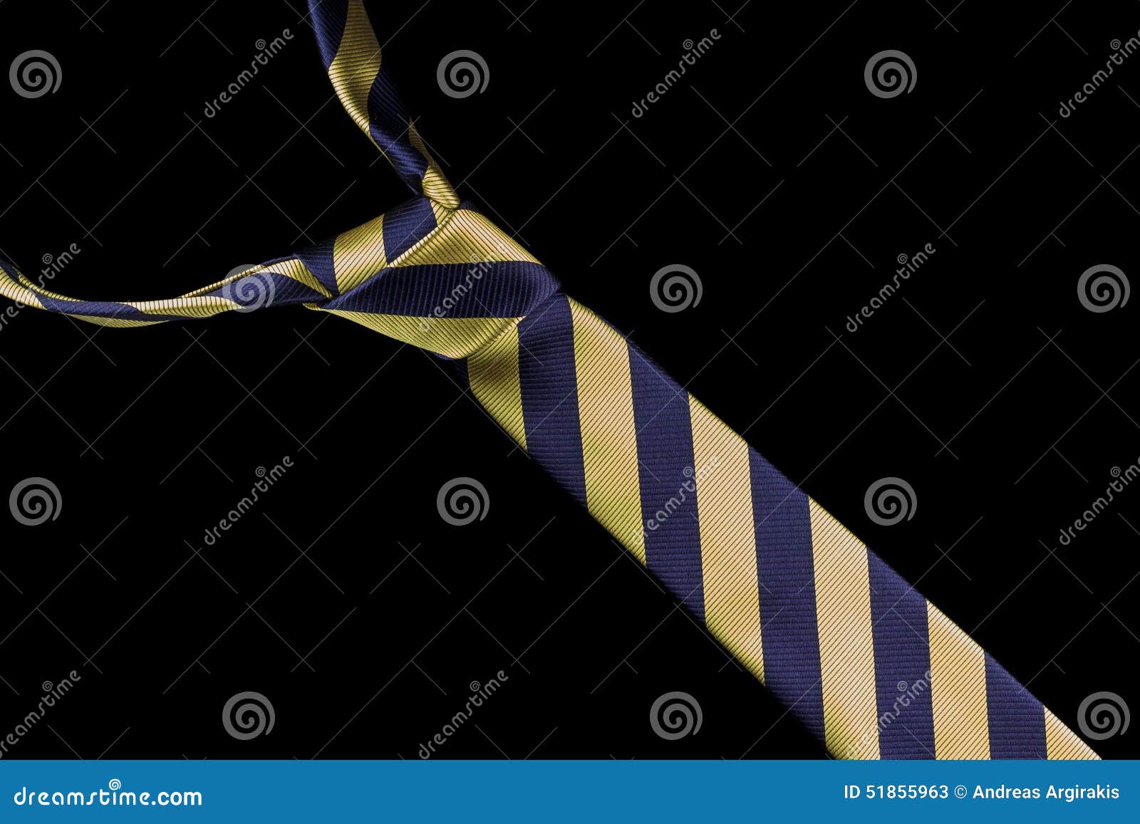 Necktie in Silk with Gold and Blue Stripes Stock Image - Image of ...