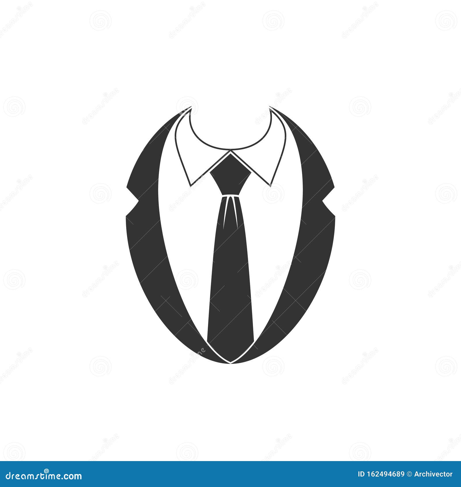 Necktie with suit sign stock vector. Illustration of business - 162494689