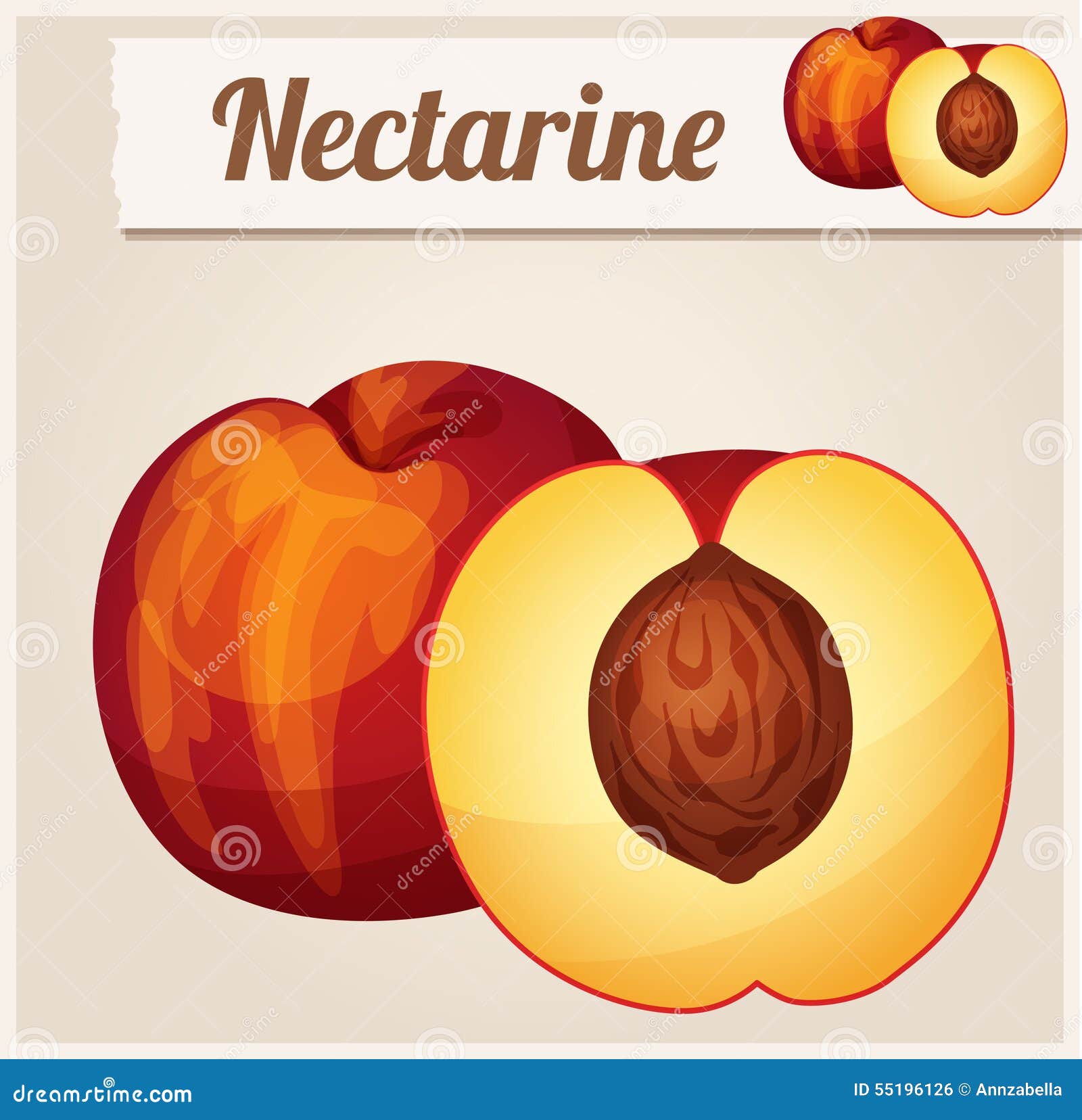 Nectarina Icono Detallado Del Vector Ilustración del Vector