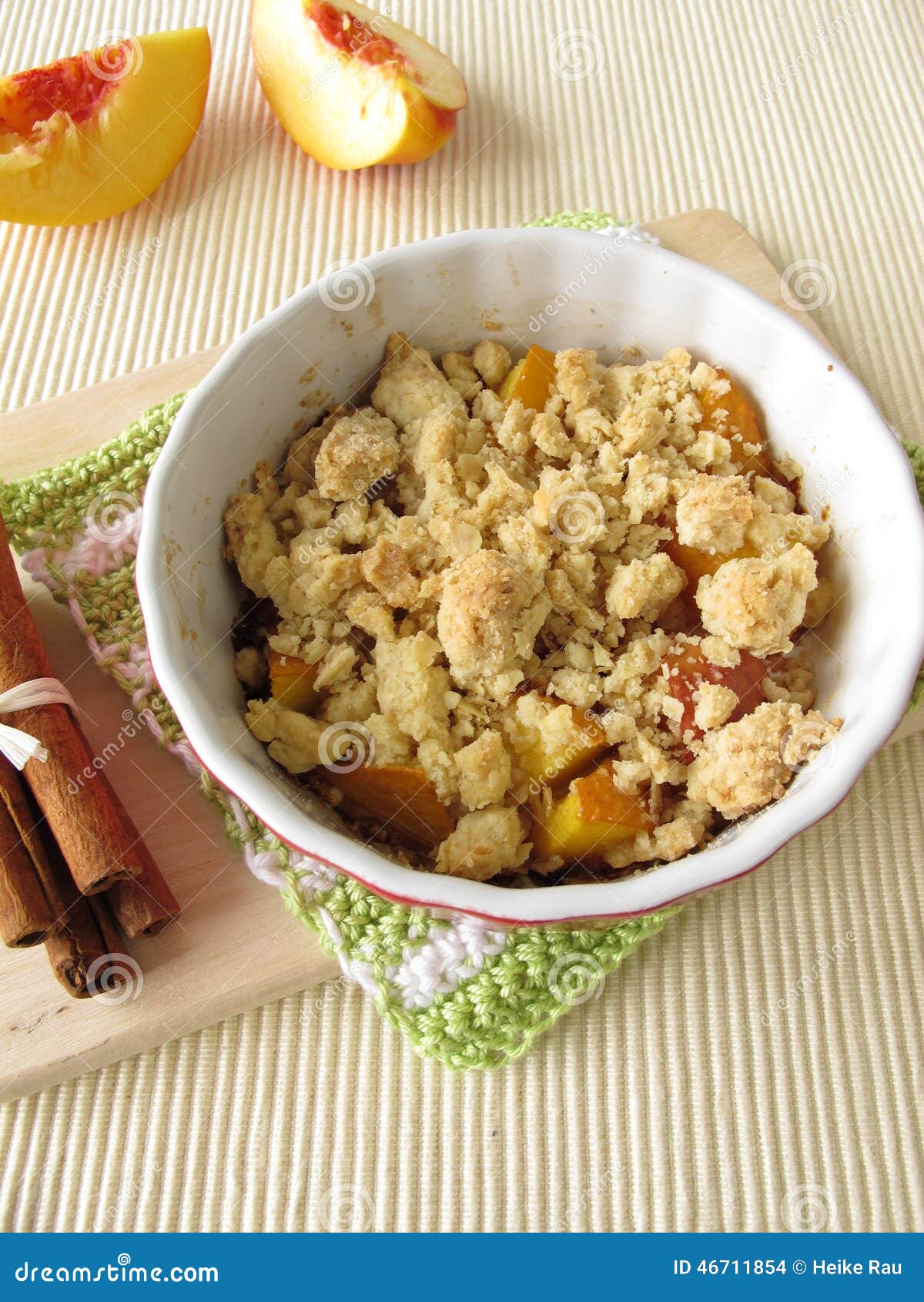 Nectarine Crumble with Cinnamon Stock Photo Image of topped, fruit