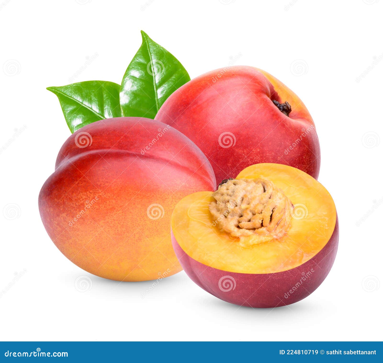 Nectarine with Leaves Isolated on White Bsckground Stock Image Image of nectarine, vitamin
