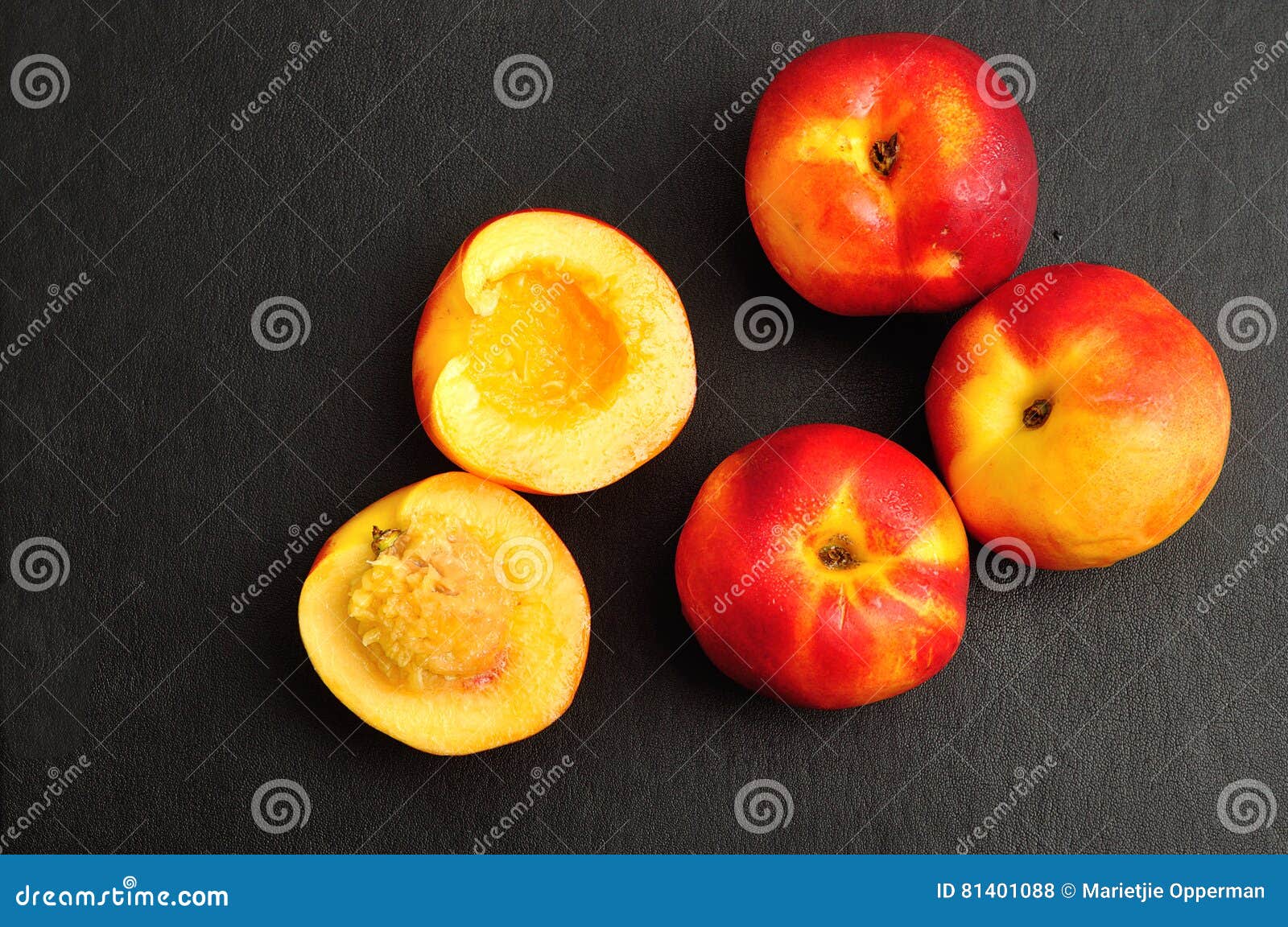 Nectarines with only One Cut in Half Stock Photo Image of nectarine