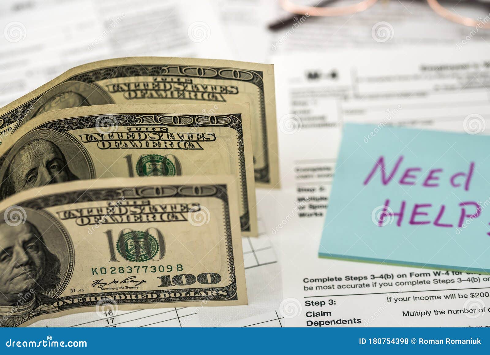 Need Help Text on Sticker with 1040 Tax Form Stock Photo Image of