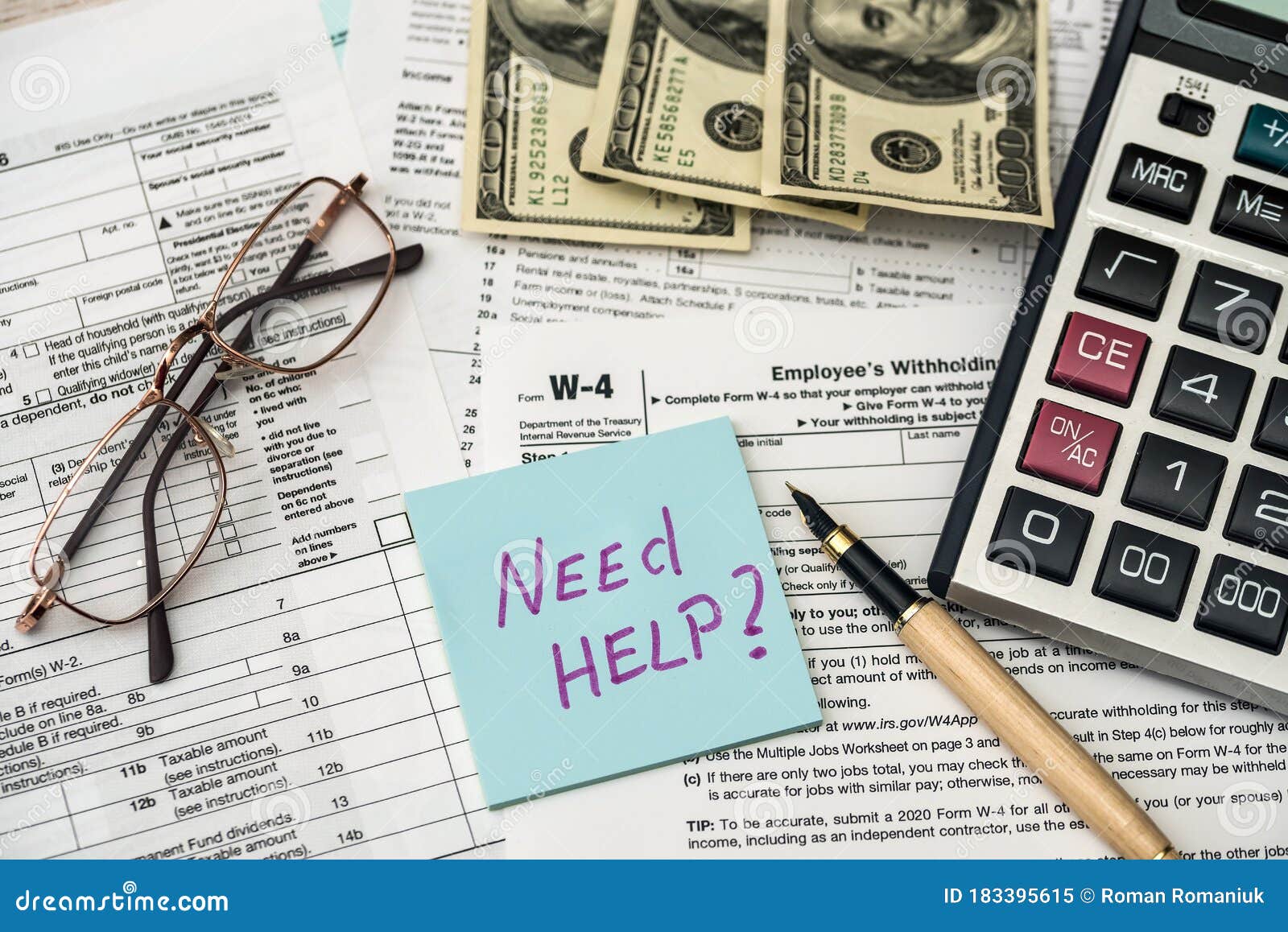 Need Help Text on Sticker with 1040 Tax Form Editorial Image Image of