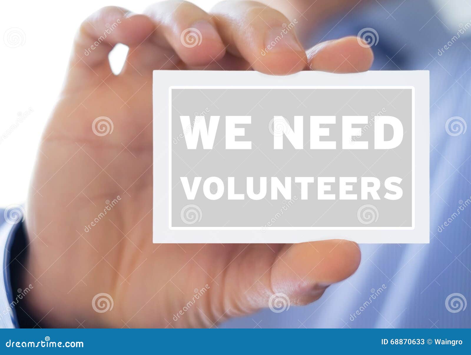 We need volunteers stock image. Image of assist, work 68870633