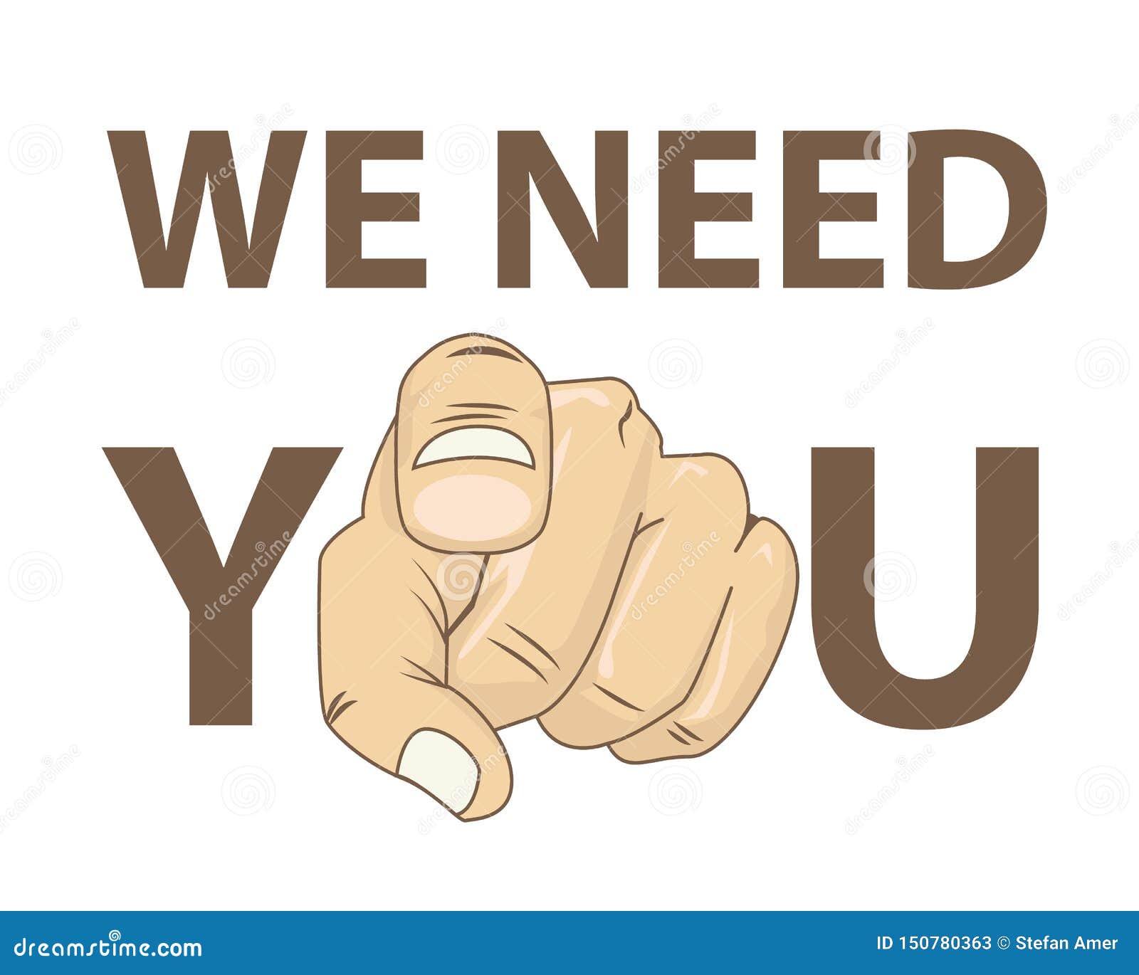 We Need You Concept Vector Illustration. Retro Human Hand with the ...