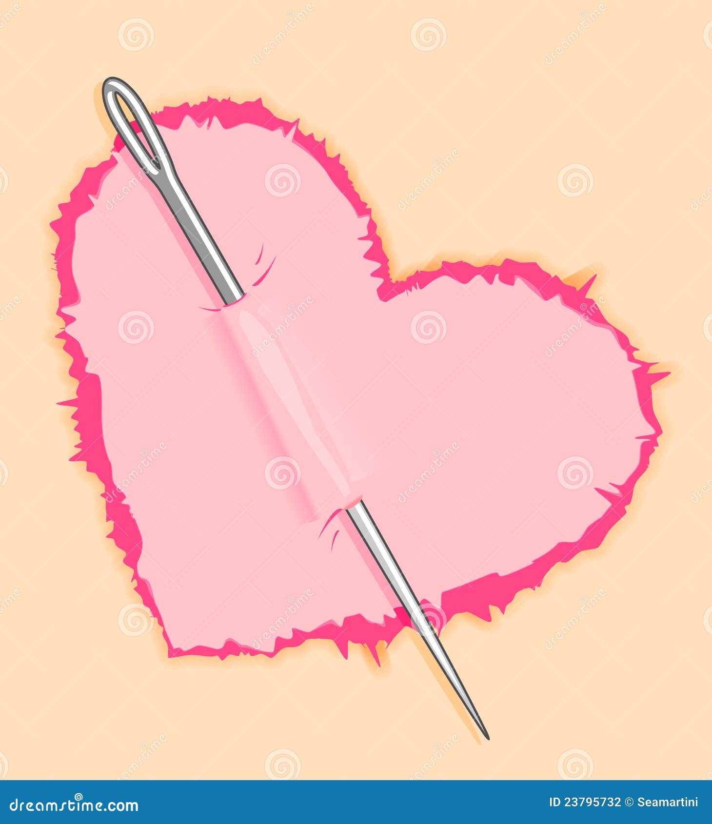 Needle in heart stock vector. Illustration of stitch 23795732