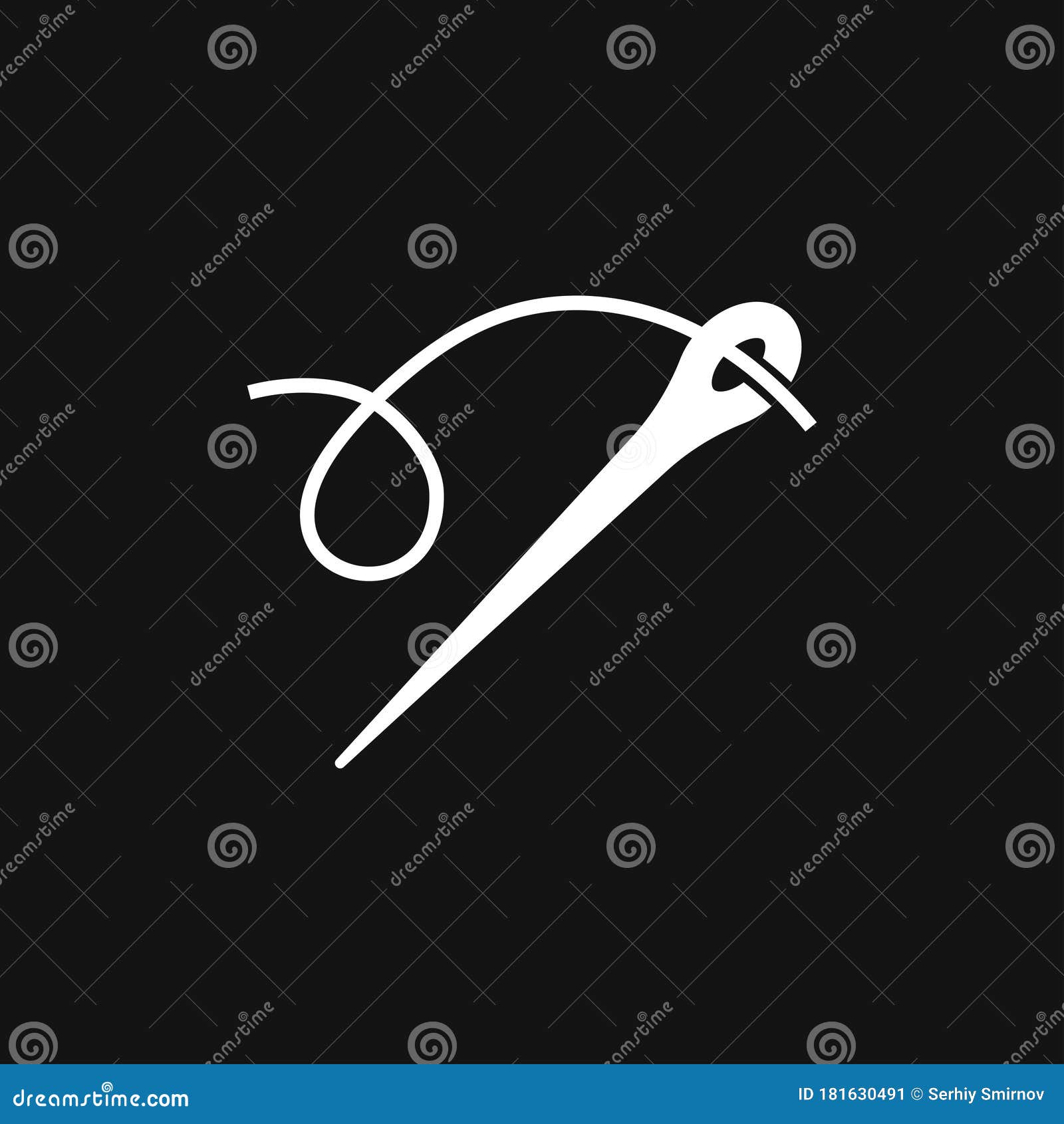 Needle Icon, Vector Sewing Symbol or Element for Design Stock