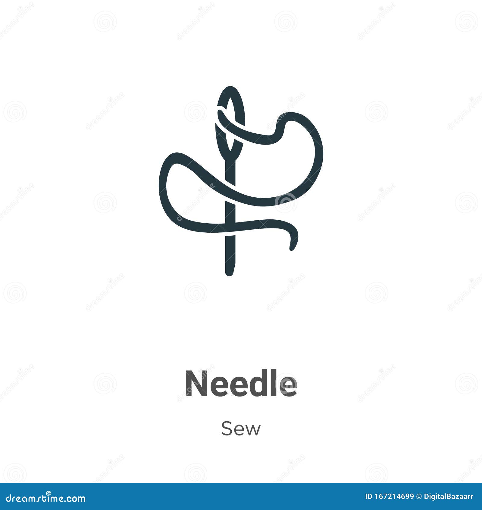 Needle Outline Vector Icon. Thin Line Black Needle Icon, Flat Vector ...