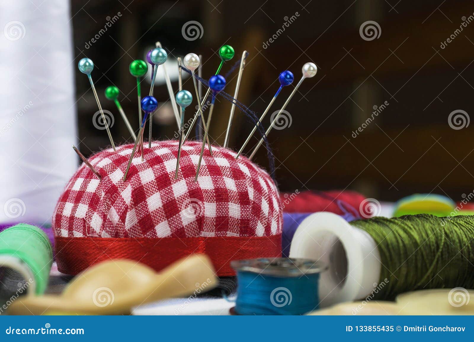 Needle in pin cushion stock image. Image of design, grandmother 133855435