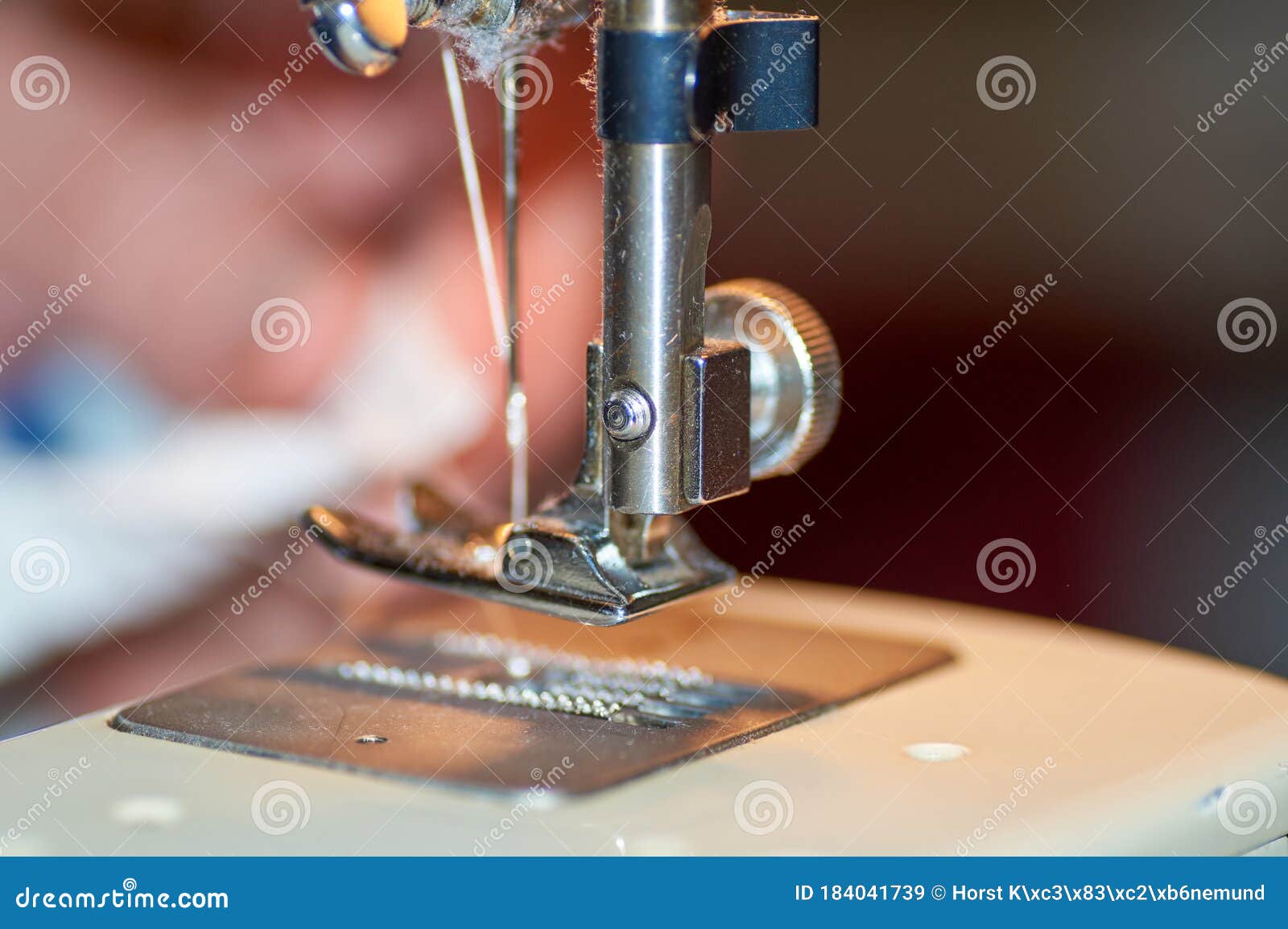 Needle Plate, Foot and Transporter of a Sewing Machine Stock Image