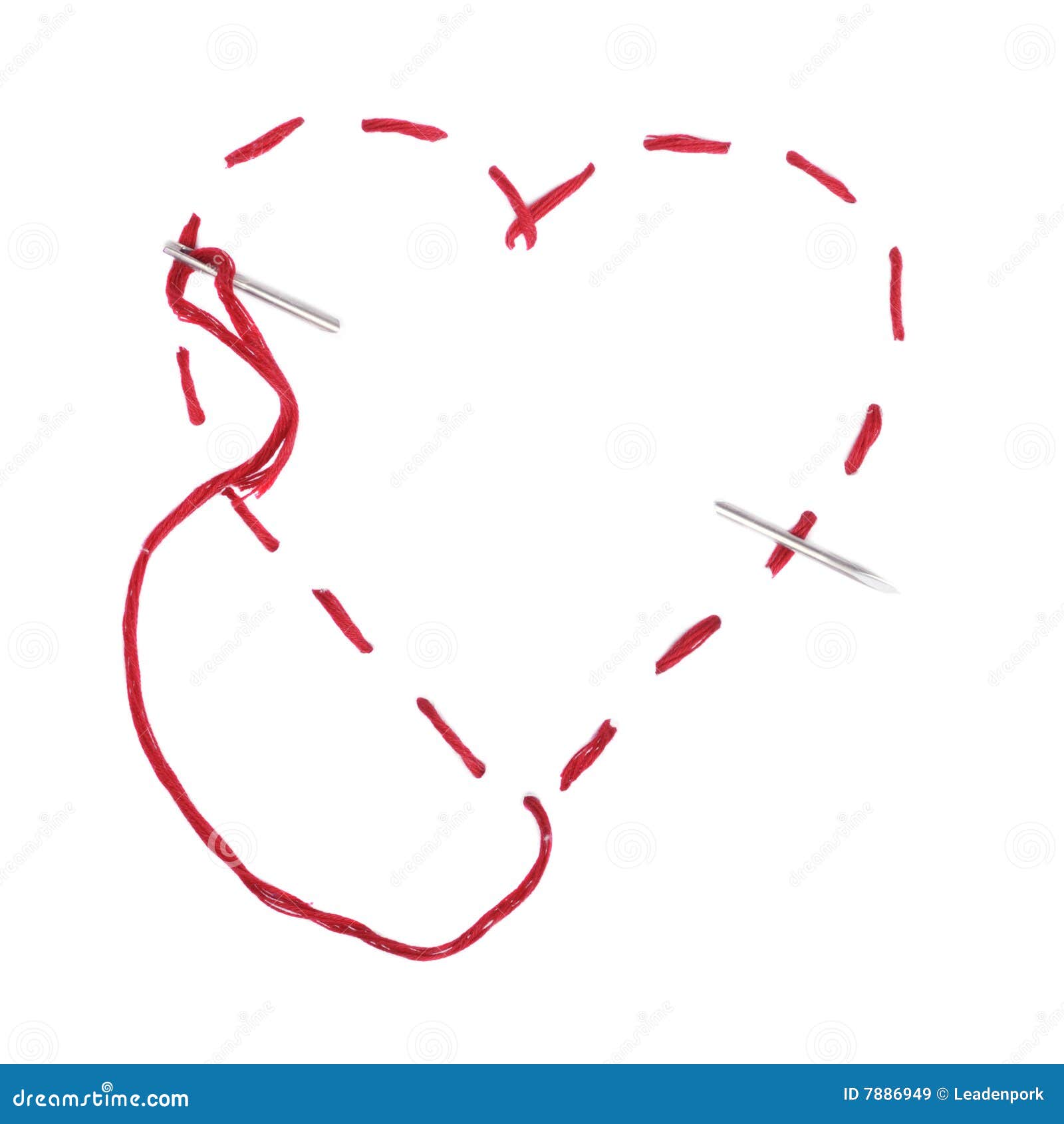 Needle With A Red Thread. Heart Stock Image - Image of line, graphics ...