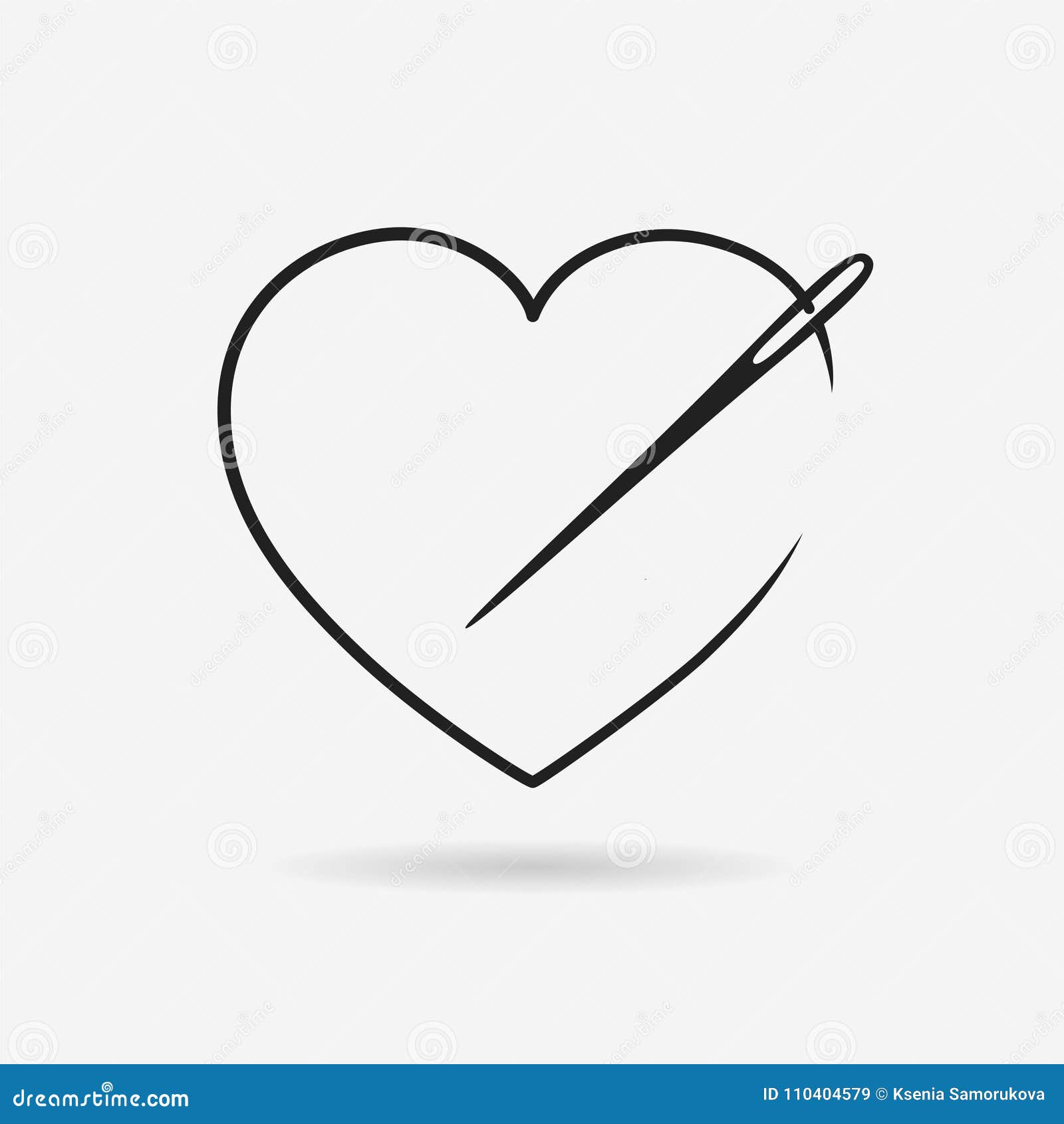 Needle with String in Heart Shape Stock Vector - Illustration of hobby ...