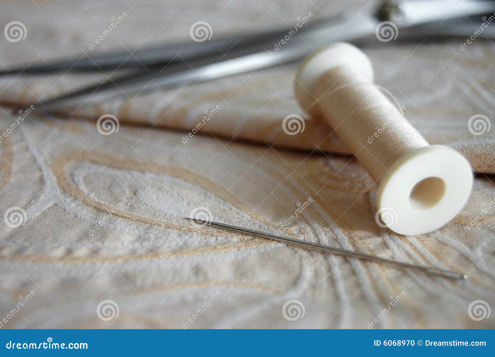 Needle, Thread Ans Scissors Stock Photo - Image of accessories, clothes ...