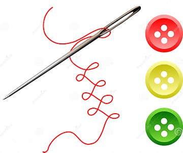 Needle, thread and buttons stock illustration. Illustration of ...