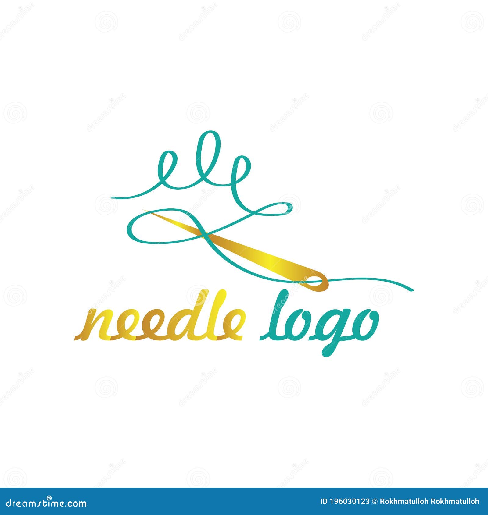 Needle and Thread Colorful Illustration Logo Template Vector Stock