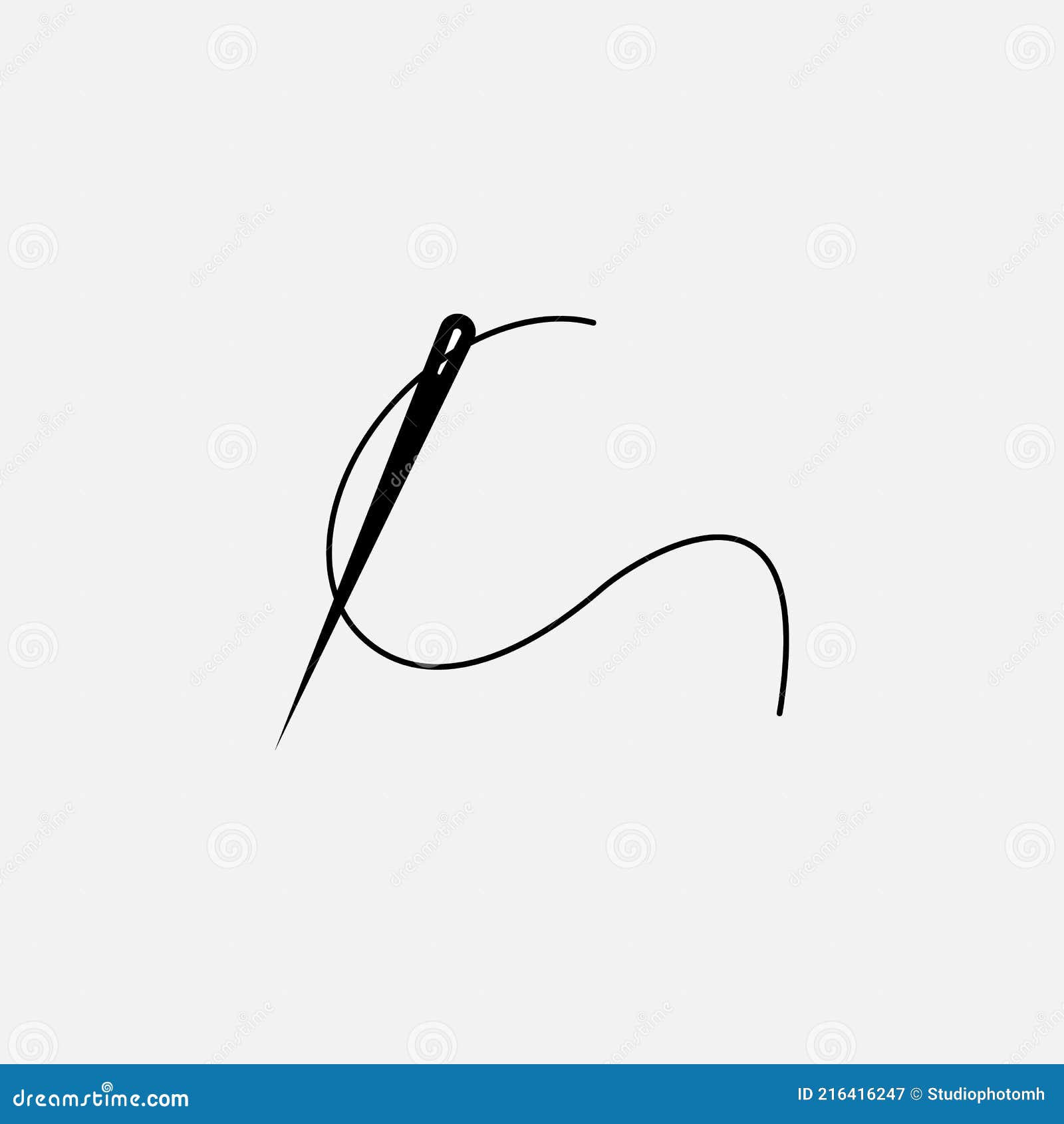 Needle and Thread Silhouette Icon Vector Illustration. Tailor Logo with ...