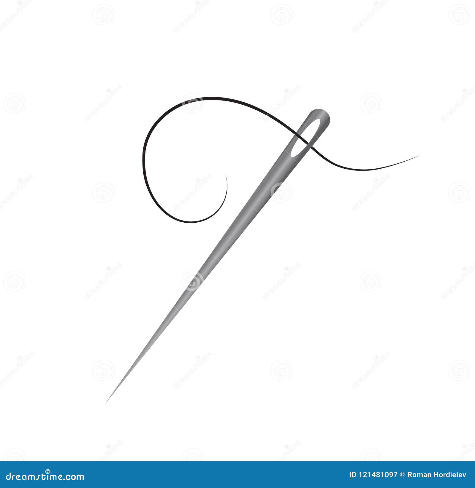 Needle with Thread on White Background. Article for Sewing. Vector ...
