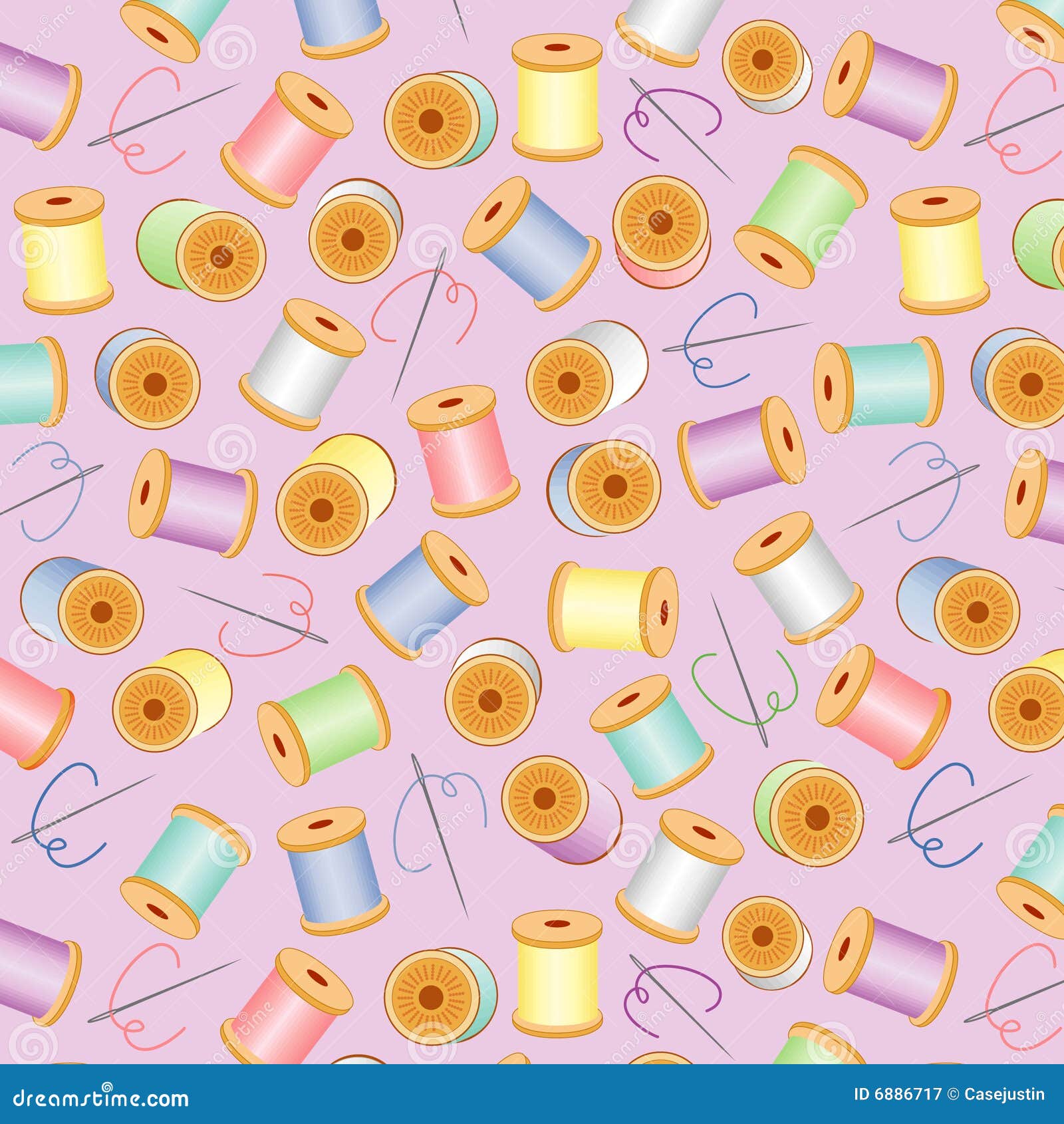 Needles And Threads Seamless Background, Pastel, Lavender Cartoon