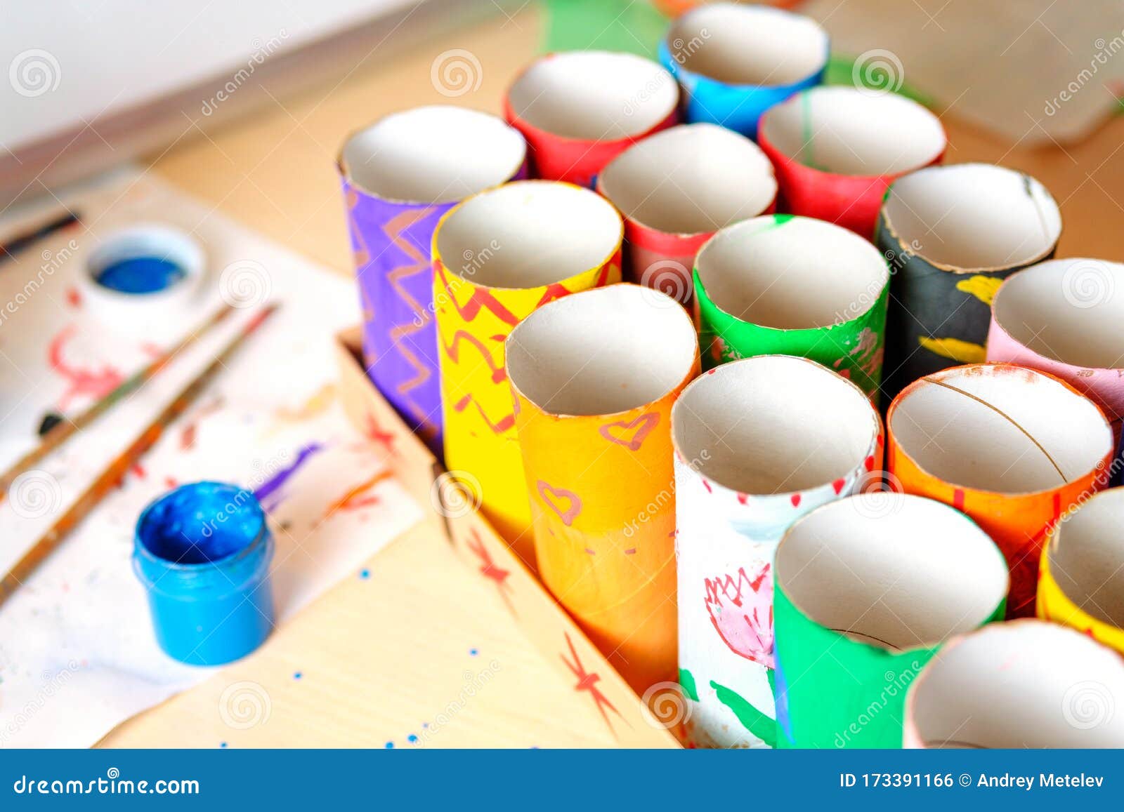 Download Needlework Coloring Tubes For Further Crafts In Children`s Art Stock Photo - Image of ...