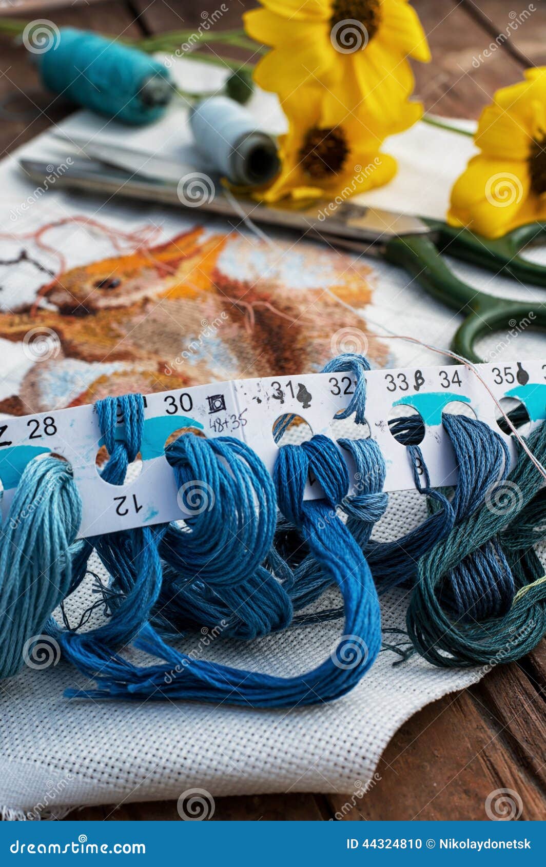 Needlework stock photo. Image of needle, stitch, ligature 44324810