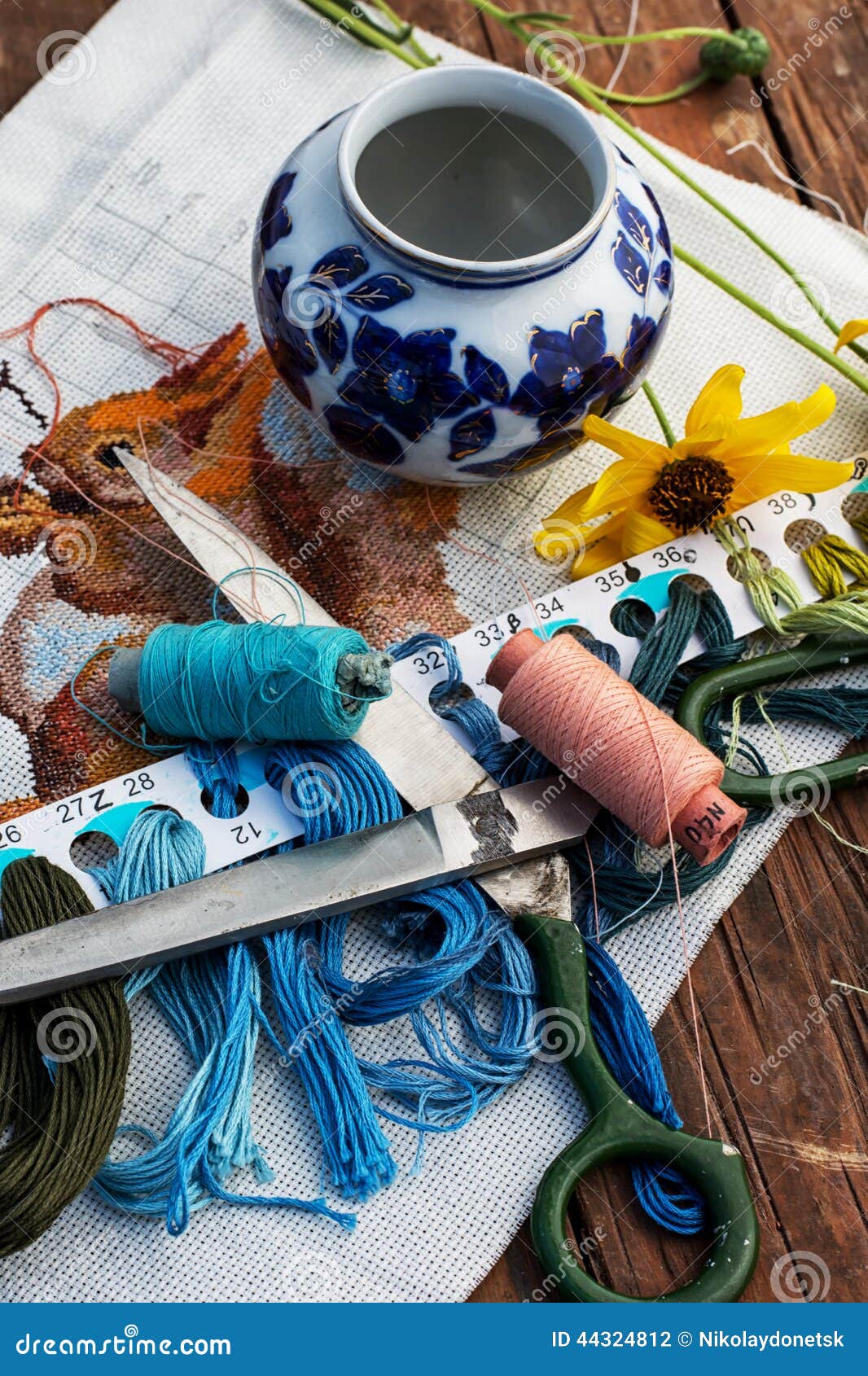 Needlework stock photo. Image of fabric, floss, coil 44324812