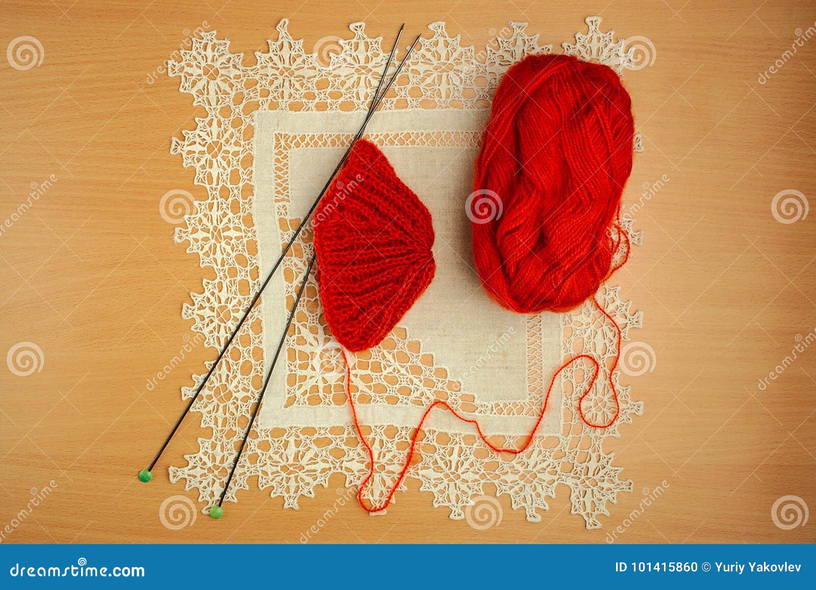 Needlework, Knitting Needles and Crochet Stock Photo Image of white