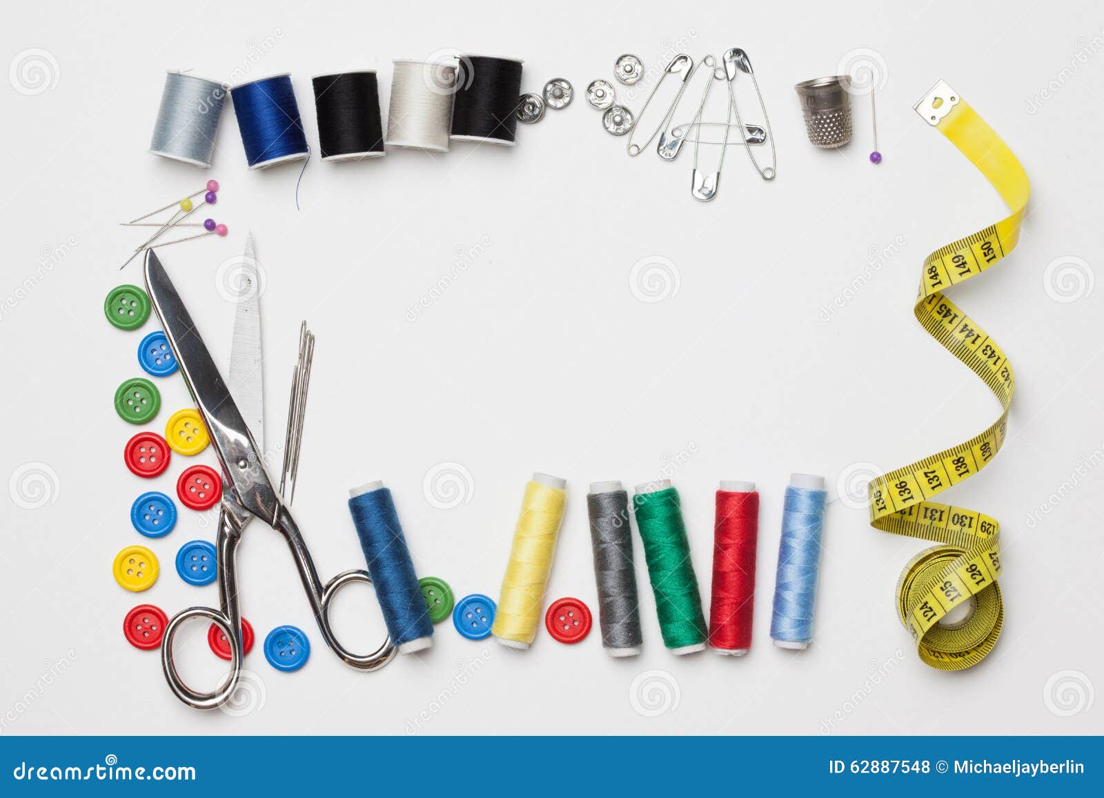 Needlework Tailoring Tools, on White Background Stock Photo Image of