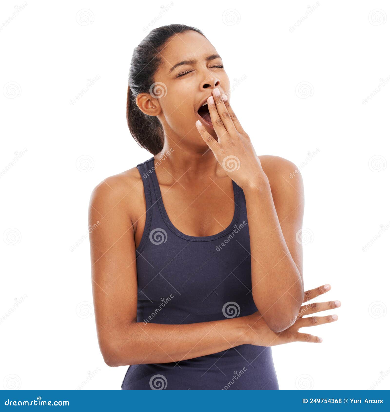 She Needs a Break. a Tired Young Woman Yawning after an Exhausting