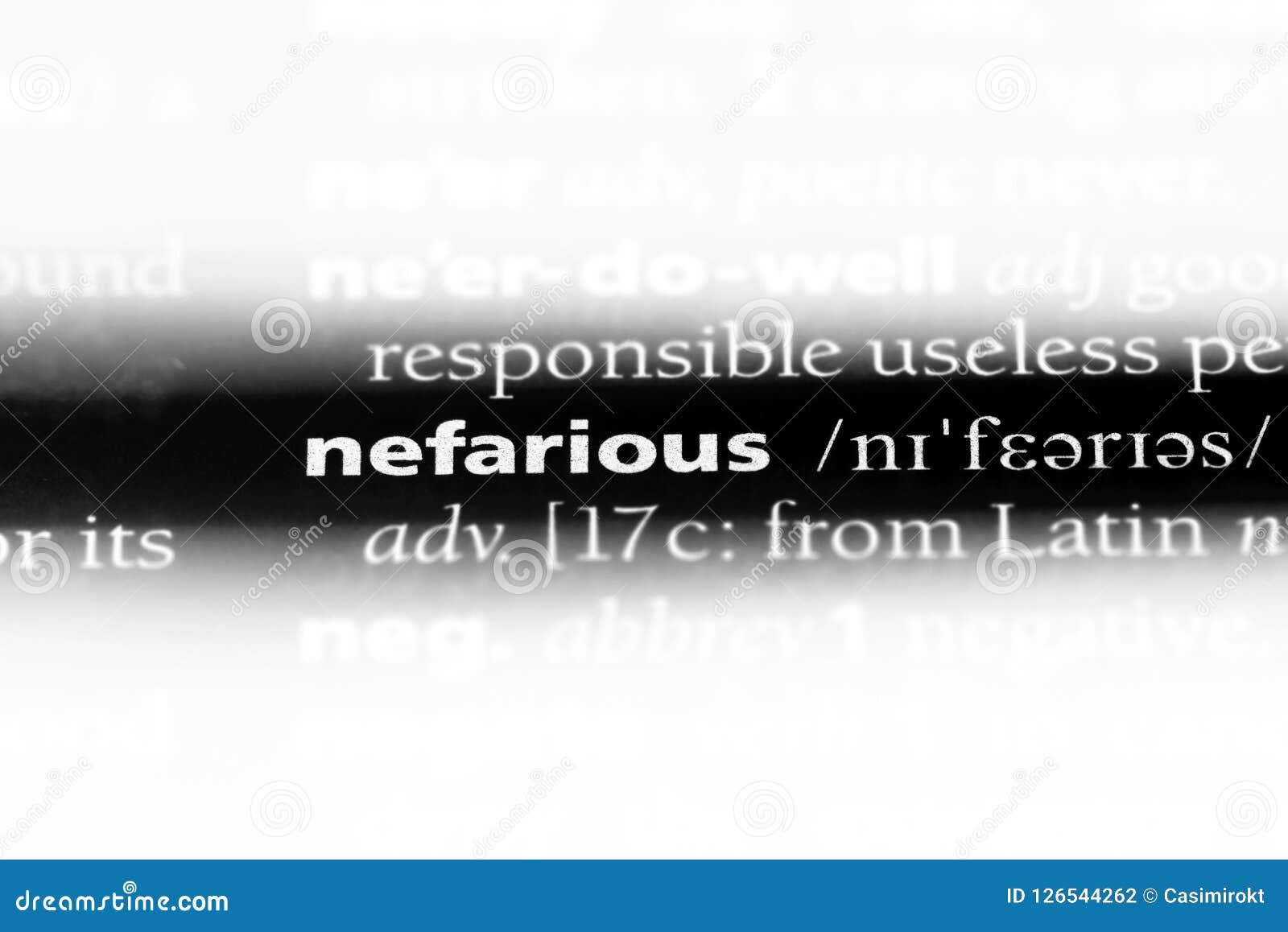 Nefarious stock photo. Image of paper, closeup, definition 126544262