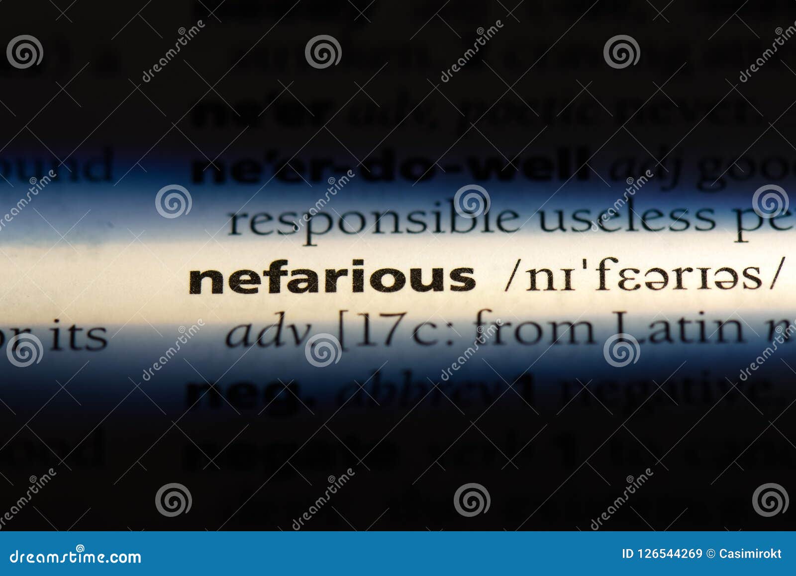 Nefarious stock image. Image of closeup, word, paper 126544269