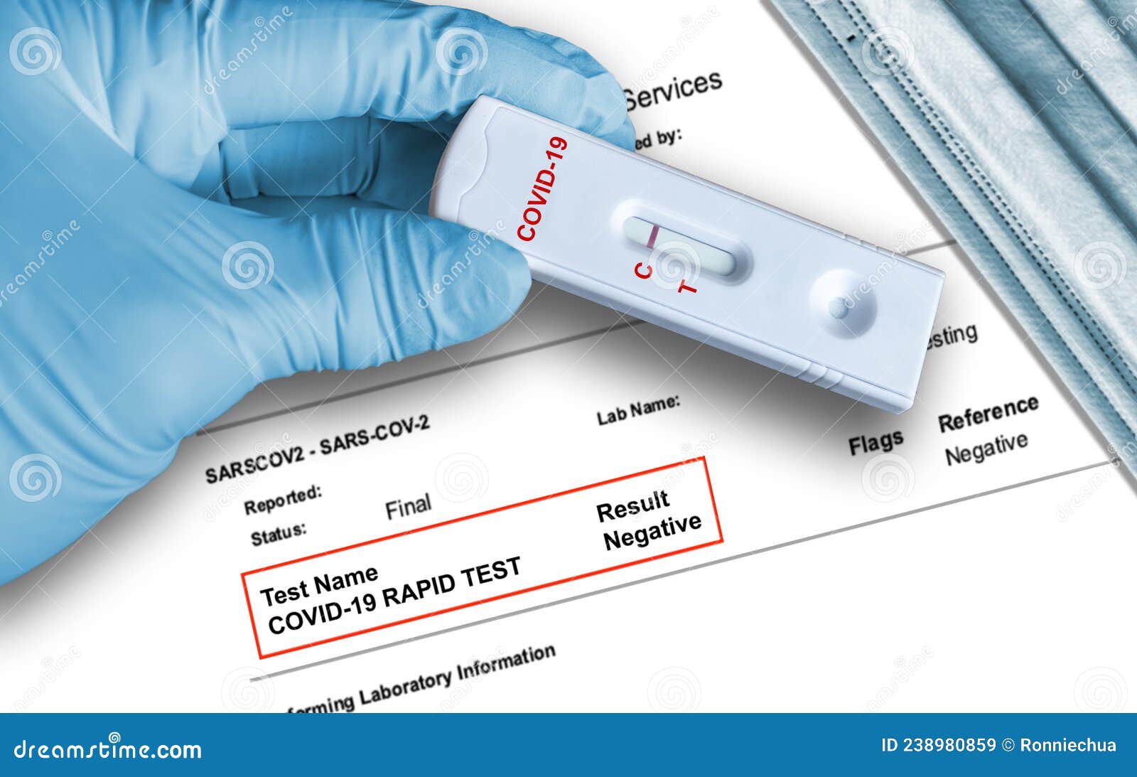 negative antigen test result by using rapid self testing device for covid-19